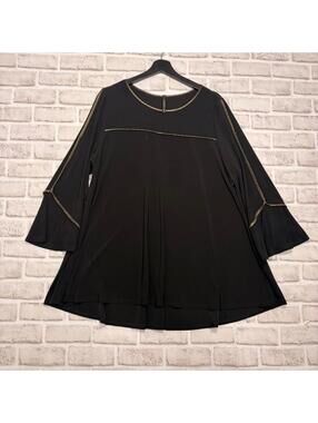 IC by Connie K Black Jersey Tunic with Gold Trim‎ Women's XL